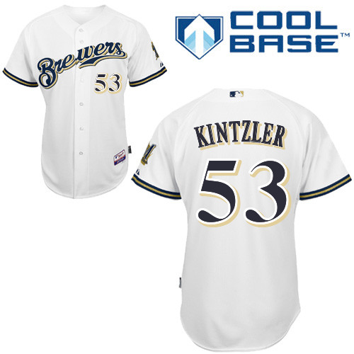 Brandon Kintzler #53 MLB Jersey-Milwaukee Brewers Men's Authentic Home White Cool Base Baseball Jersey